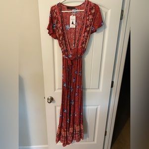 ZESICA Women’s Pink Floral Wrap Dress